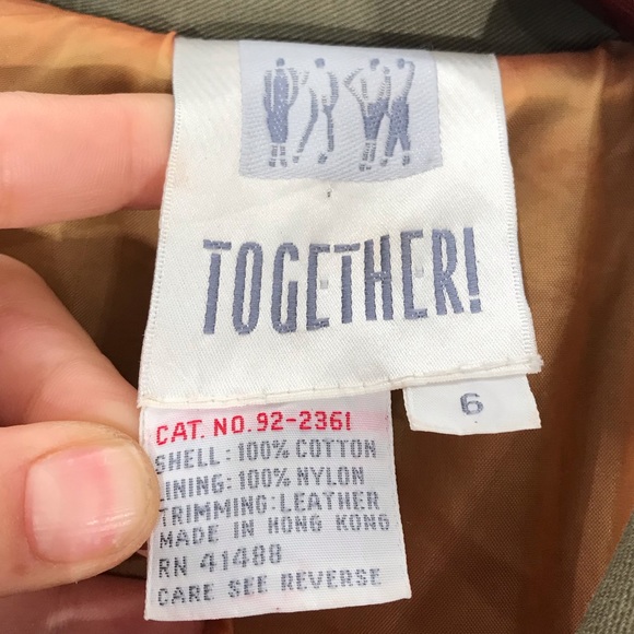 Authentic vintage TOGETHER canvas cargo military style trench coat olive green - Picture 13 of 14